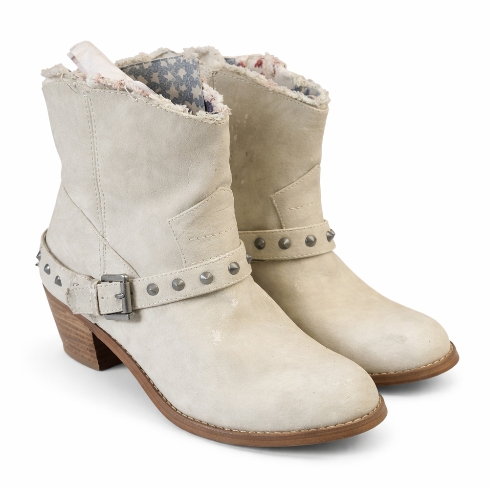 Not Rated studded faux suede leather ankle boots booties western raw edge 9
